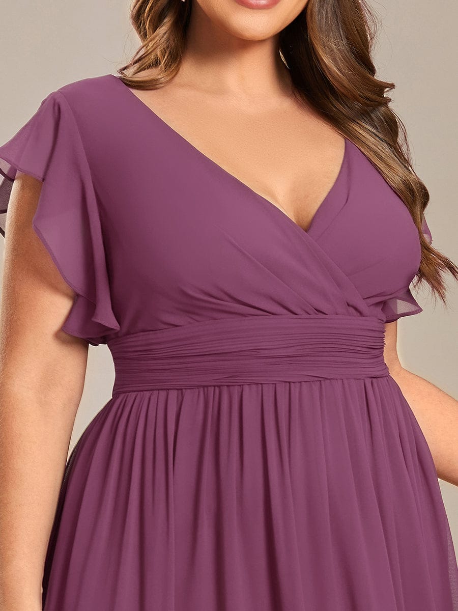 Plus Size Chiffon Pleated A-Line Back Cutout Bridesmaid Dress