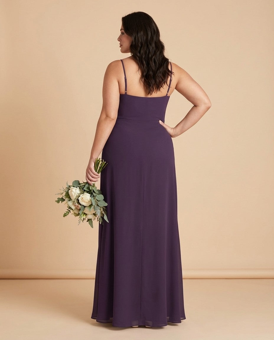 Silvarelle Plus Size Timeless Lace Sheath Floor Length Chiffon Bridesmaid Dress -N0366