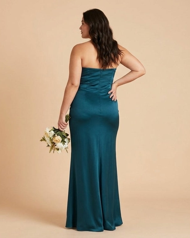 Silvarelle Romantic Plus Size Sheath Satin Bridesmaid Dress with Smooth Finish for Wedding - N0358