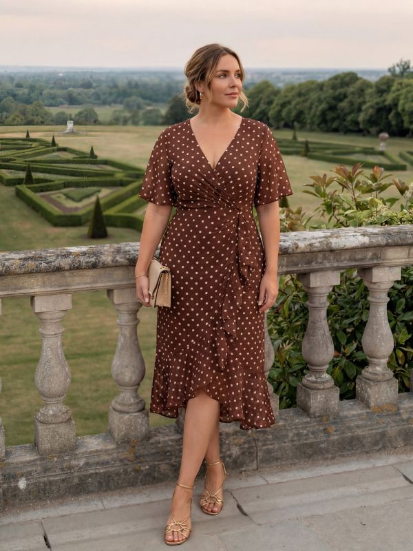 Plus Size Printed Mermaid Chiffon Wedding Guest Dress