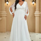 Stylish Plus Size Chiffon Formal Evening Dresses with Long Lantern Sleeves