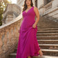Silvarelle Minimalist Plus Size Sheath Bridesmaid Dress with Soft Chiffon for Wedding -N0365