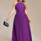 Plus Size Glittery Halter Neck Pleated Formal Evening Dress