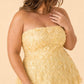 Romantic Lace Up Back Bridesmaid Gown Featuring 3D Floral Appliqué Tiered Flowy Skirt