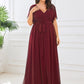 Plus Size Pleated Tie-Waist Chiffon Bridesmaid Dress