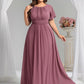 Plus Size Printed Chiffon Pleated Maxi Wedding Guest Dress