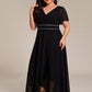 Plus Size V-Neck Rhinestone Waist Chiffon Maxi Formal Evening Dress