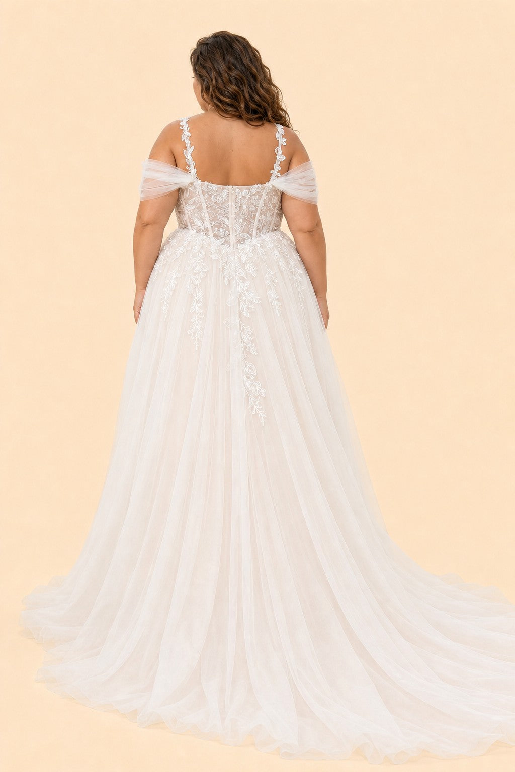 Minimalist Bohemian Wedding Dress A-Line Lace Tulle Off Shoulder Design