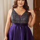 High Low Sleeveless Plus Size Dresses With Sequin for Evening