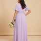 Petaline Plus Size Short Sleeve Chiffon Bridesmaid Dress N0322