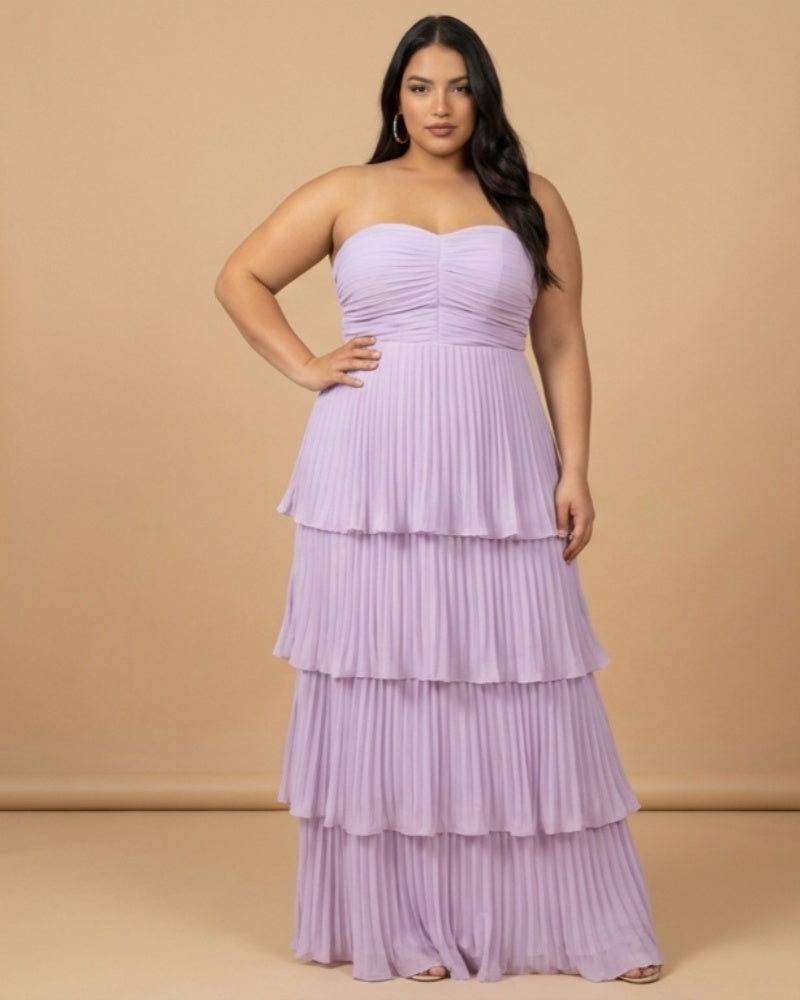 Chantarae Elegant Plus Size A-Line Chiffon Bridesmaid Dress with Sweetheart Neckline - N0373