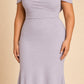 Plus Size Off Shoulder Ruched Bridesmaid Dress with Statement Back Bow