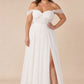 Plus Size A-Line Tulle Bridesmaid Dress with Ruched Slit Detail