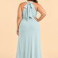 Elegant Plus Size Halter Neck Stretch Satin Bridesmaid Dress