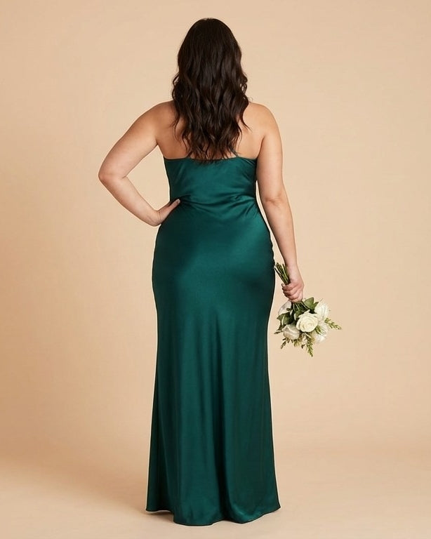 Silvarelle Romantic Plus Size Sheath Satin Bridesmaid Dress with Smooth Finish for Wedding - N0358
