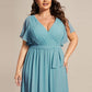 Plus Size Pleated Tie-Waist Chiffon Bridesmaid Dress