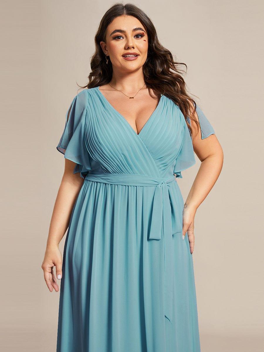 Plus Size Pleated Tie-Waist Chiffon Bridesmaid Dress