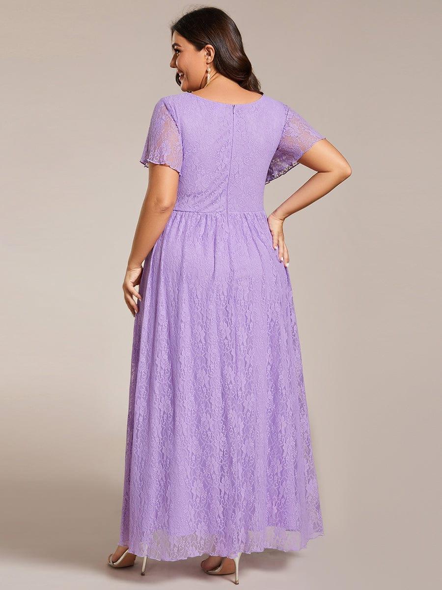 Plus Size Ruffled Lace Formal Evening Dress