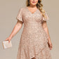 Plus Size Sequin Ruffle Sleeve Formal Dress