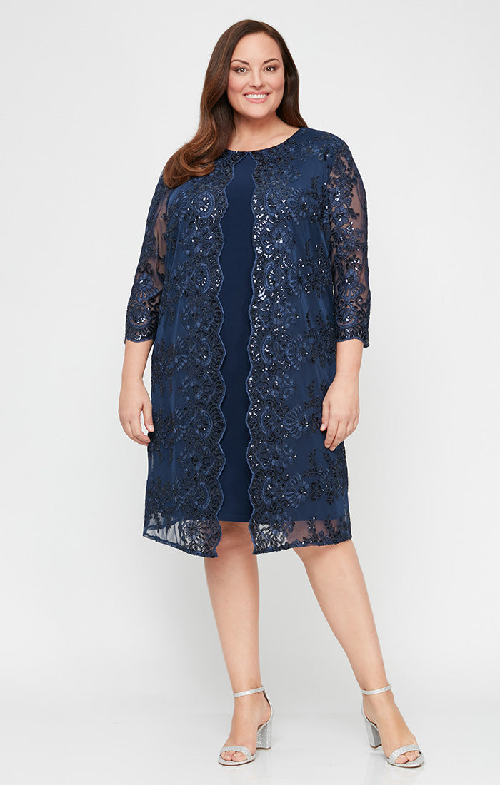 Plus Attached Sequin Detail Jacket Dress