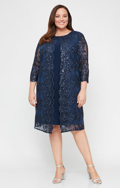 Plus Attached Sequin Detail Jacket Dress