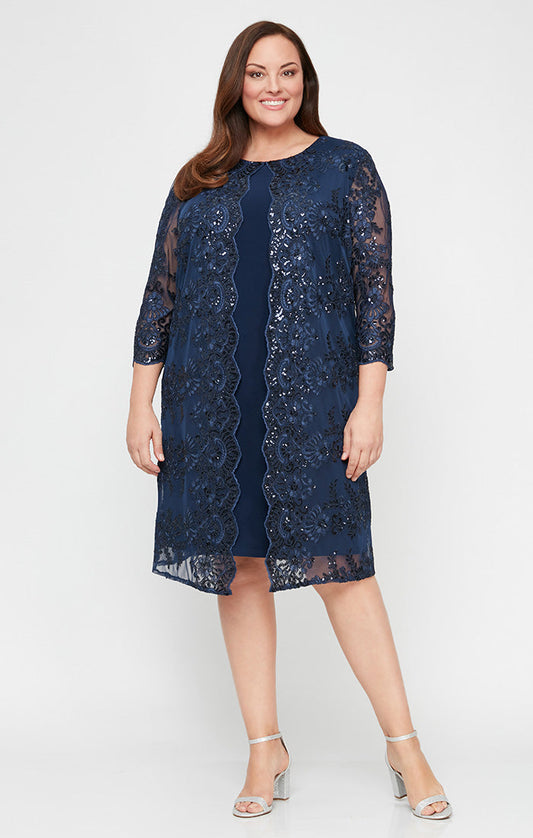 Plus Attached Sequin Detail Jacket Dress