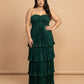 Chantarae Luxury Satin Strapless A-Line Plus Size Bridesmaid Dress with Ruffle -N0377