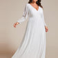 Plus Size Dazzling Empire Waist See-Through Long Sleeves A-Line Evening Dress