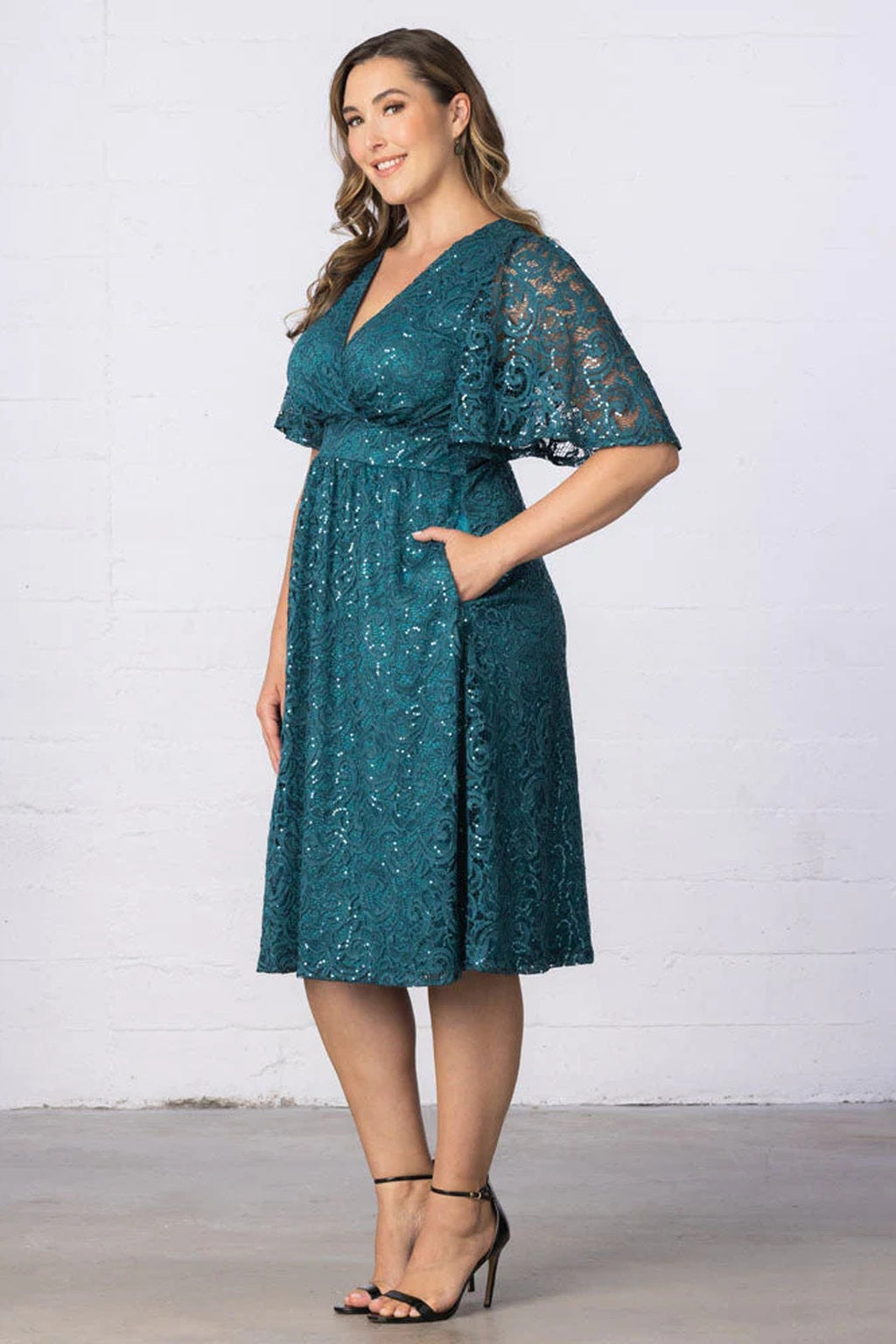 Starry Sequined Lace Cocktail Dress