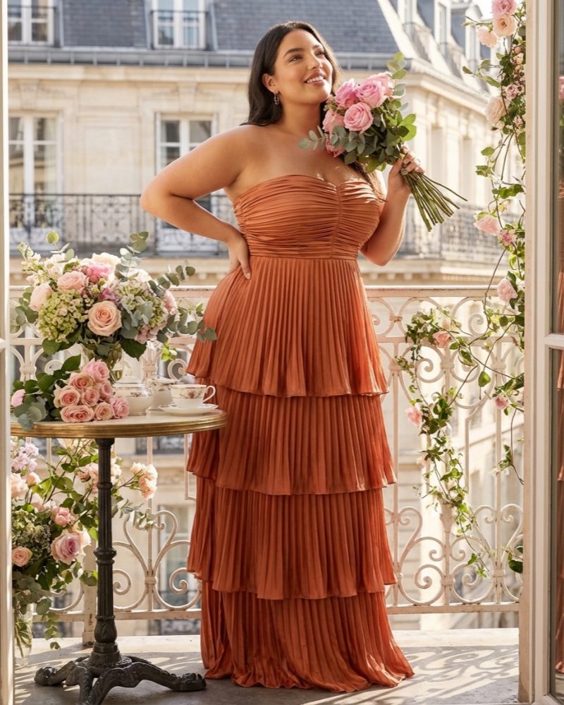 Chantarae Elegant Satin Charmeuse A-Line Plus Size Bridesmaid Dress with Ruffles Perfect for Wedding Events - N0384