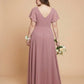 Avenleigh Plus Size Half Sleeve Pleated Chiffon A-Line Bridesmaid Dress for Wedding Party - N0338