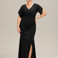 Plus Size Thigh-High SlitTulip Sleeve Formal Dress