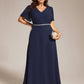 Plus Size Pleated A-Line Shiny Belt Chiffon Formal Evening Dress