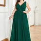 Plus Size Sleeveless V-Neck Chiffon Semi Bridesmaid Dress
