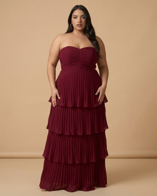Chantarae Sophisticated Plus Size A-Line Chiffon Bridesmaid Gown - N0374