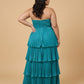 Chantarae Plus Size Minimalist Satin Bridesmaid Dress with Fluid Drape for Wedding Party -N0378