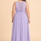 Elegant Plus Size Bridesmaid Dress with Lace Panel Back and Soft Pleats