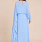 Flowy Sheer Cape Bridesmaid Dress Cuff Slit Design