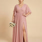 Petaline Romantic Plus Size A-Line Bridesmaid Dress with V-Neck Pleated Chiffon - for Weddings N0301