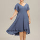 Plus Size Flowing Chiffon V-Neck Ruffle Sleeves Wedding Guest Dress