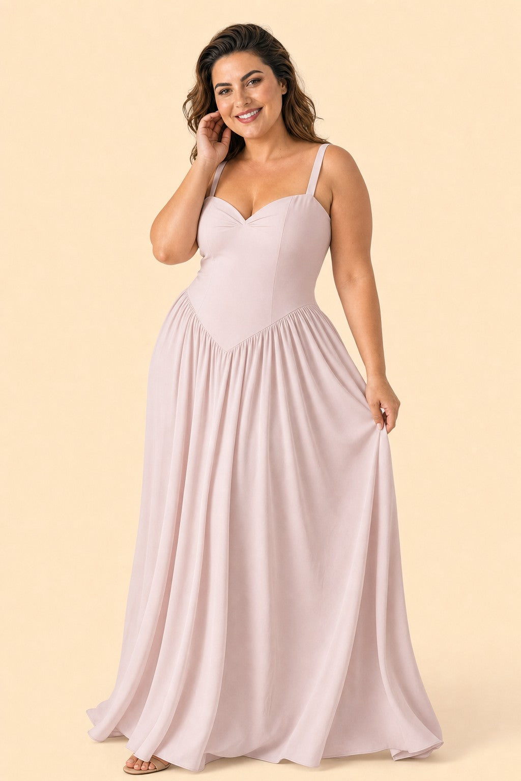 Elegant A Line Chiffon Gown with Adjustable Lace Up Corset Back