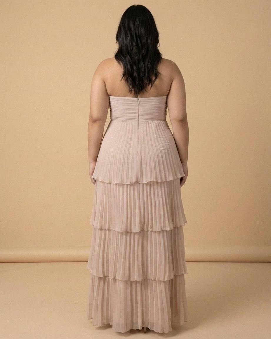 Chantarae Plus Size Elegant Chiffon Bridesmaid Dress with Flowing Silhouette for Wedding -N0371