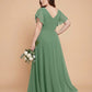 Avenleigh Classic A-Line Chiffon Plus Size Bridesmaid Dress with Light Fabric for Ceremony -N0333
