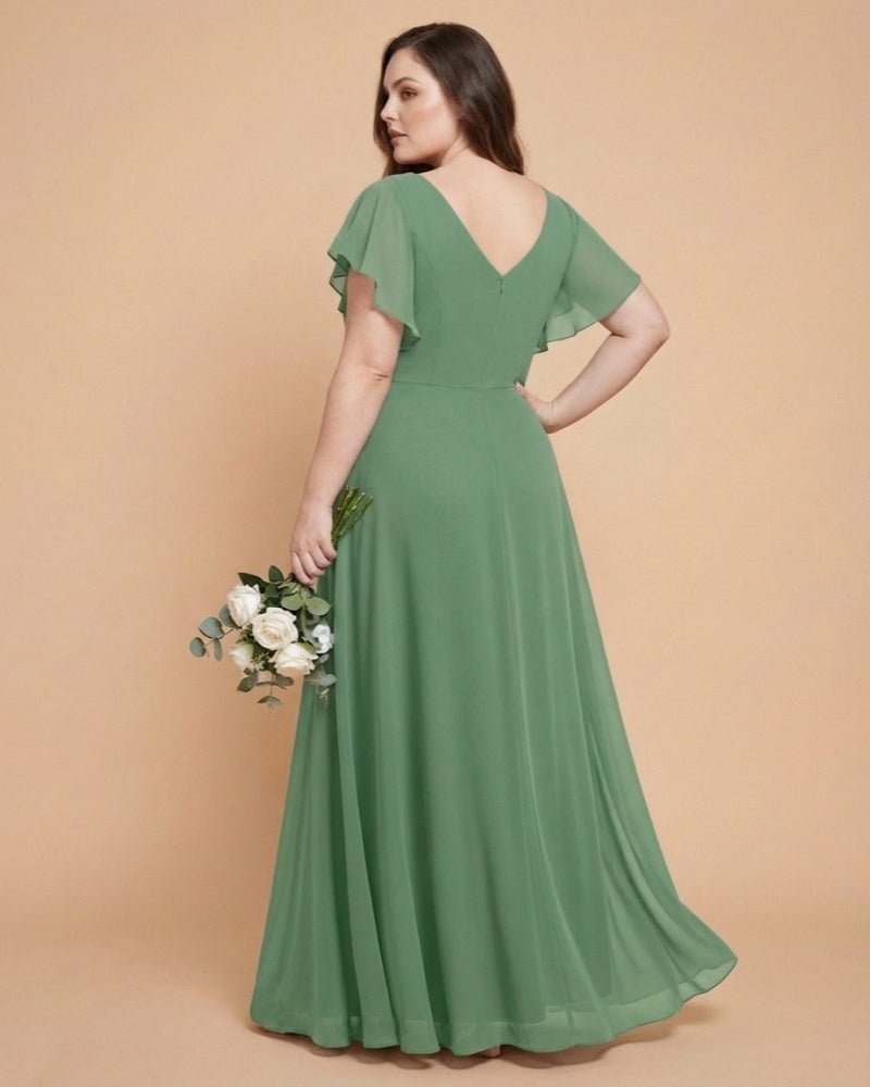 Avenleigh Classic A-Line Chiffon Plus Size Bridesmaid Dress with Light Fabric for Ceremony -N0333