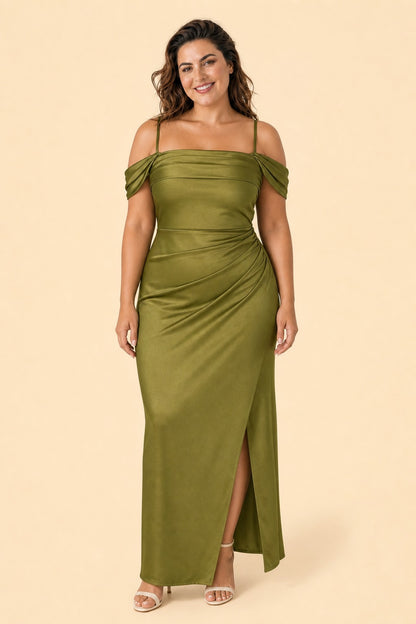 Bridesmaid Maxi Dress with Detachable Bra and Flattering Slit