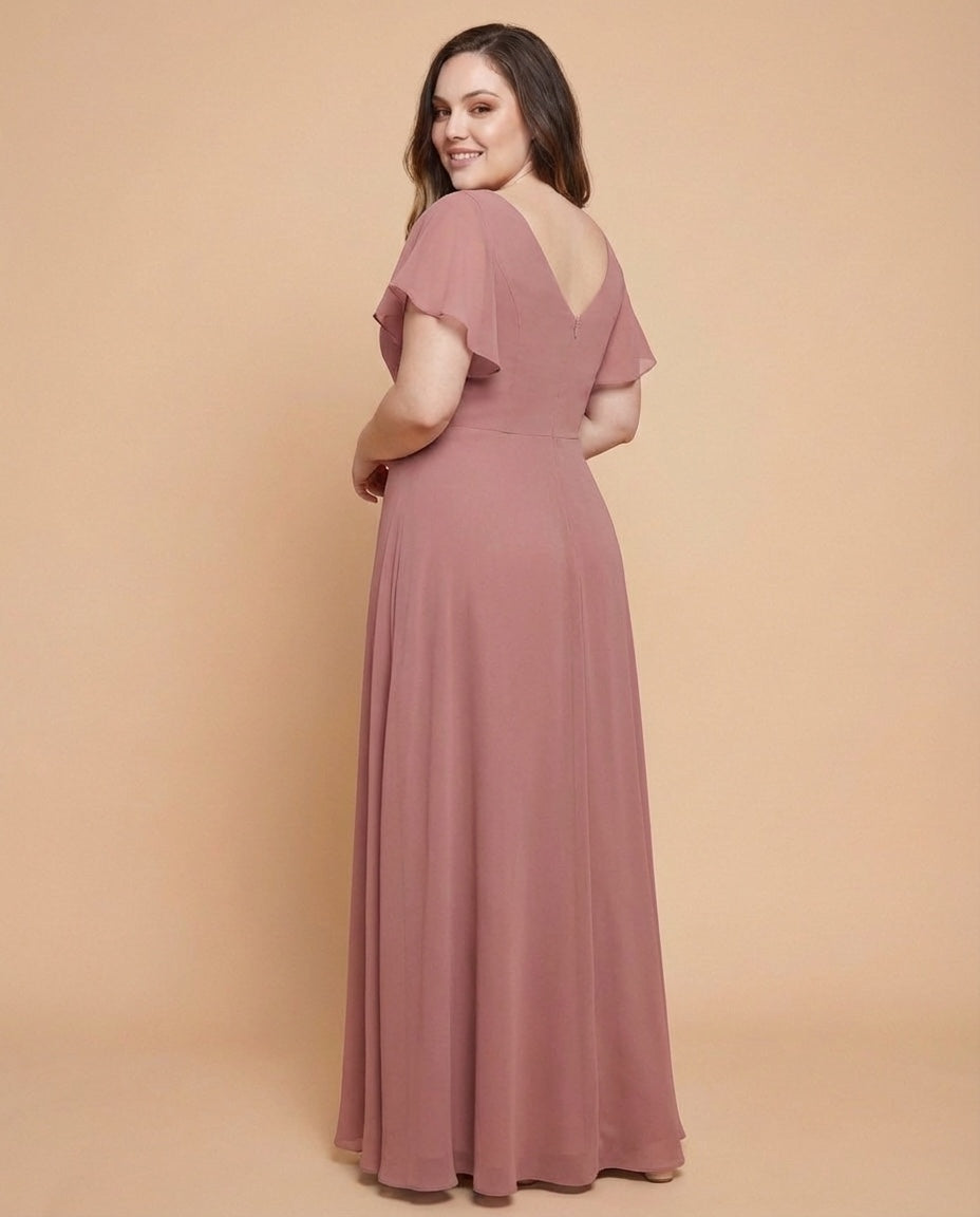 Avenleigh Timeless Chiffon A-Line Plus Size Bridesmaid Dress Ruched Waist - N0331
