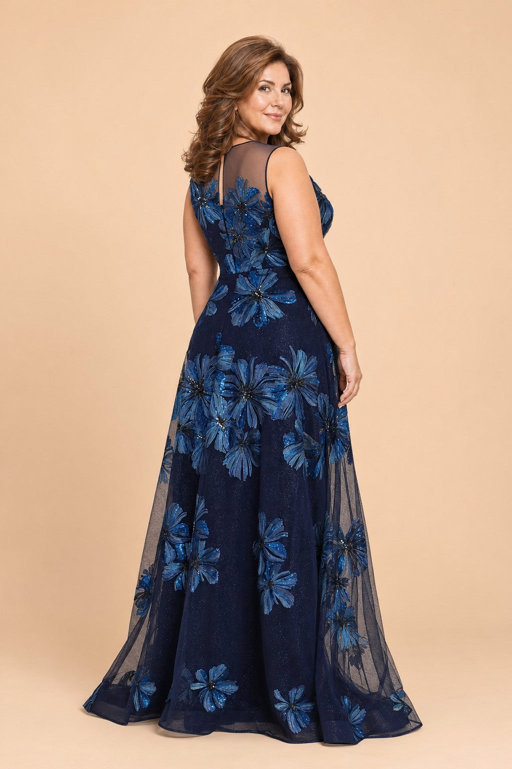 Graceful A-Line Plus Size Mother of the Bride Gown Floral Embroidery and Dimensional 3D Flowers
