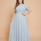 Avenleigh Plus Size Minimalist A-Line Chiffon Bridesmaid Dress with  Silhouette -N0337