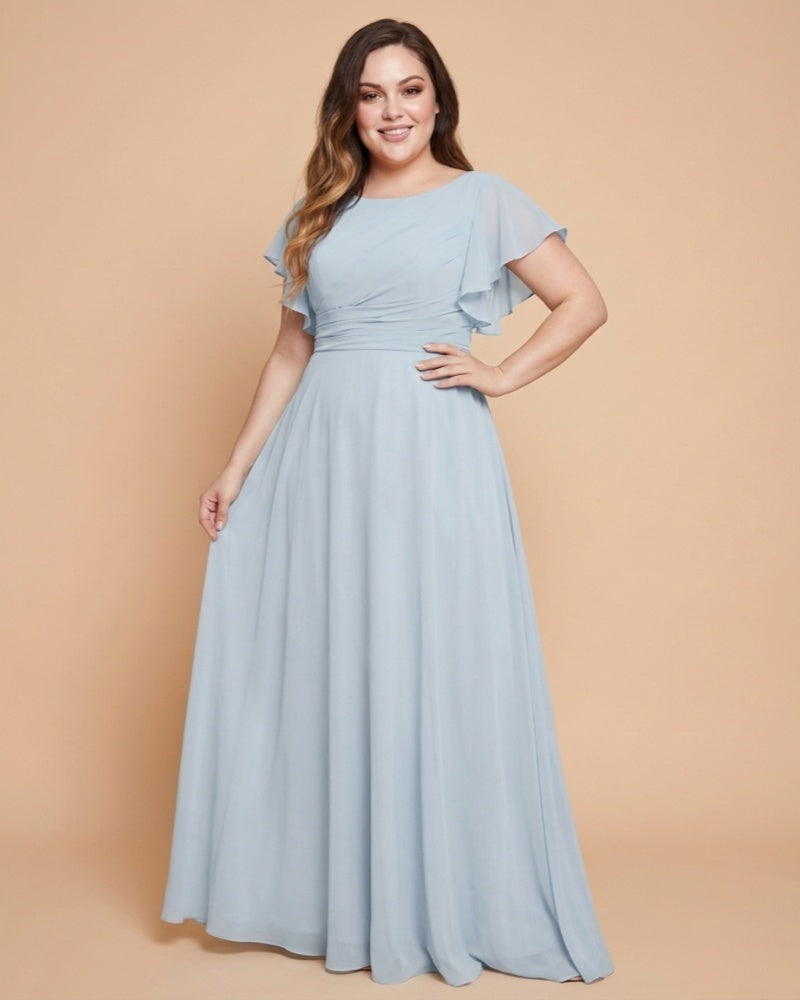 Avenleigh Plus Size Minimalist A-Line Chiffon Bridesmaid Dress with  Silhouette -N0337