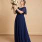 Petaline Elegant Plus Size Bridesmaid Dress with Pleated A-Line Silhouette N0323
